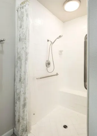 a bathroom with a shower