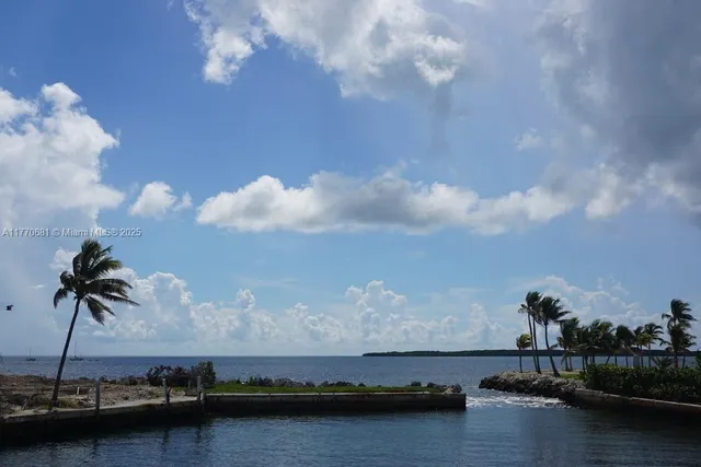 a view of a swimming pool with an ocean view