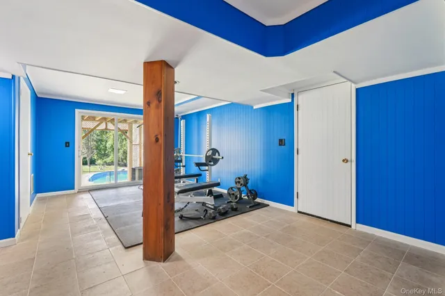 a view of a room with gym equipment