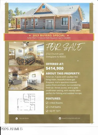 $414,900 | 2722 Church Lane, Overgaard, AZ 85933
