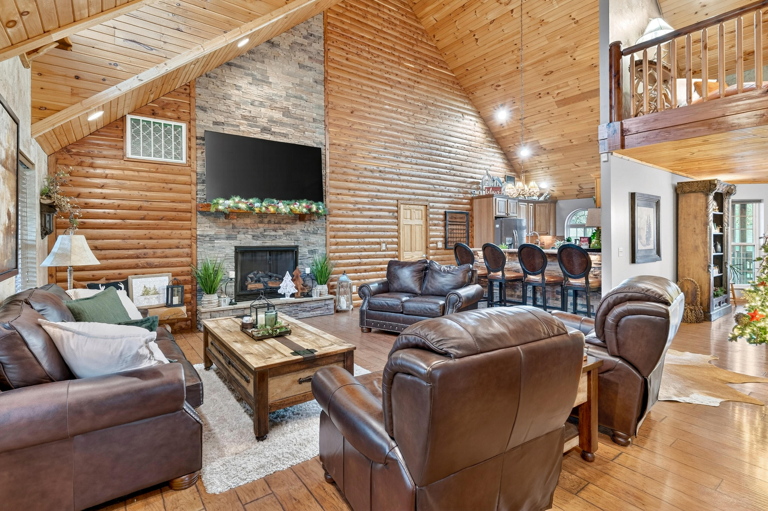 Cozy living space with fireplace