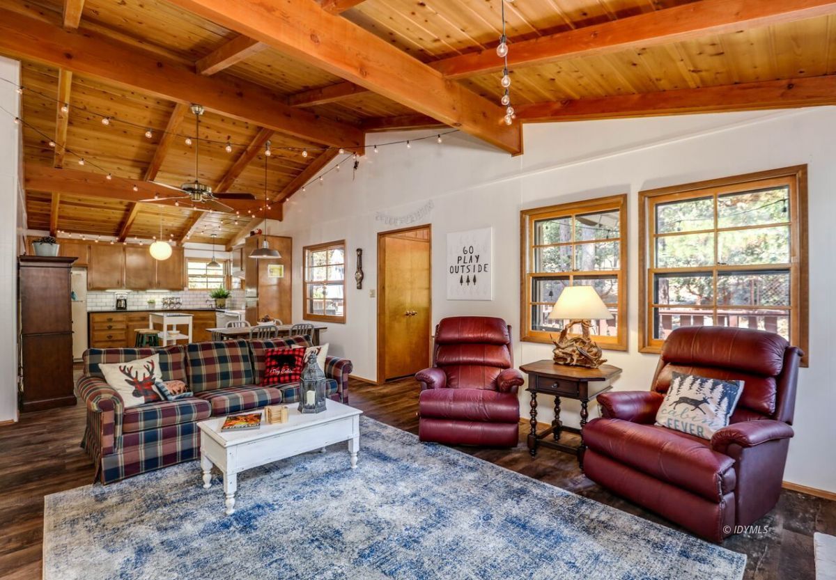 25405 Seneca Road Idyllwild, CA 92549 - Photo 12 of 61 a outdoor living space with patio furniture and a chandelier