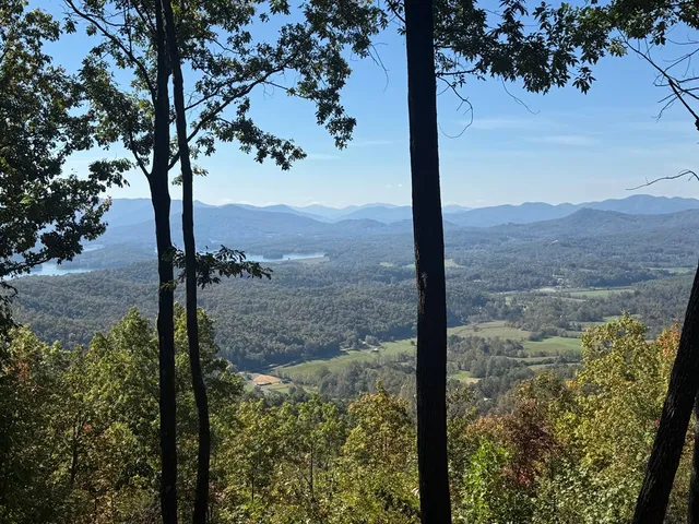 a view of a mountain from a window