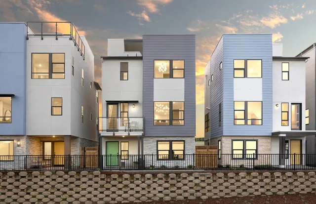 a front view of a brick building