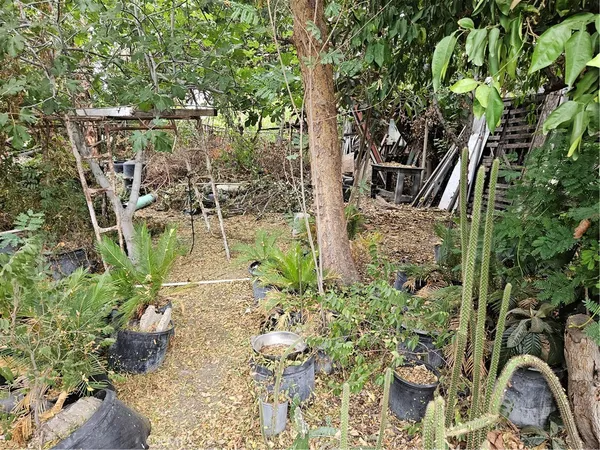 a view of yard with seating space