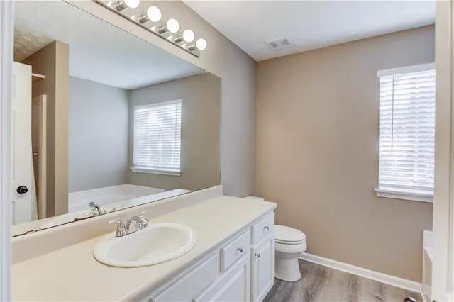 a bathroom with a bathtub