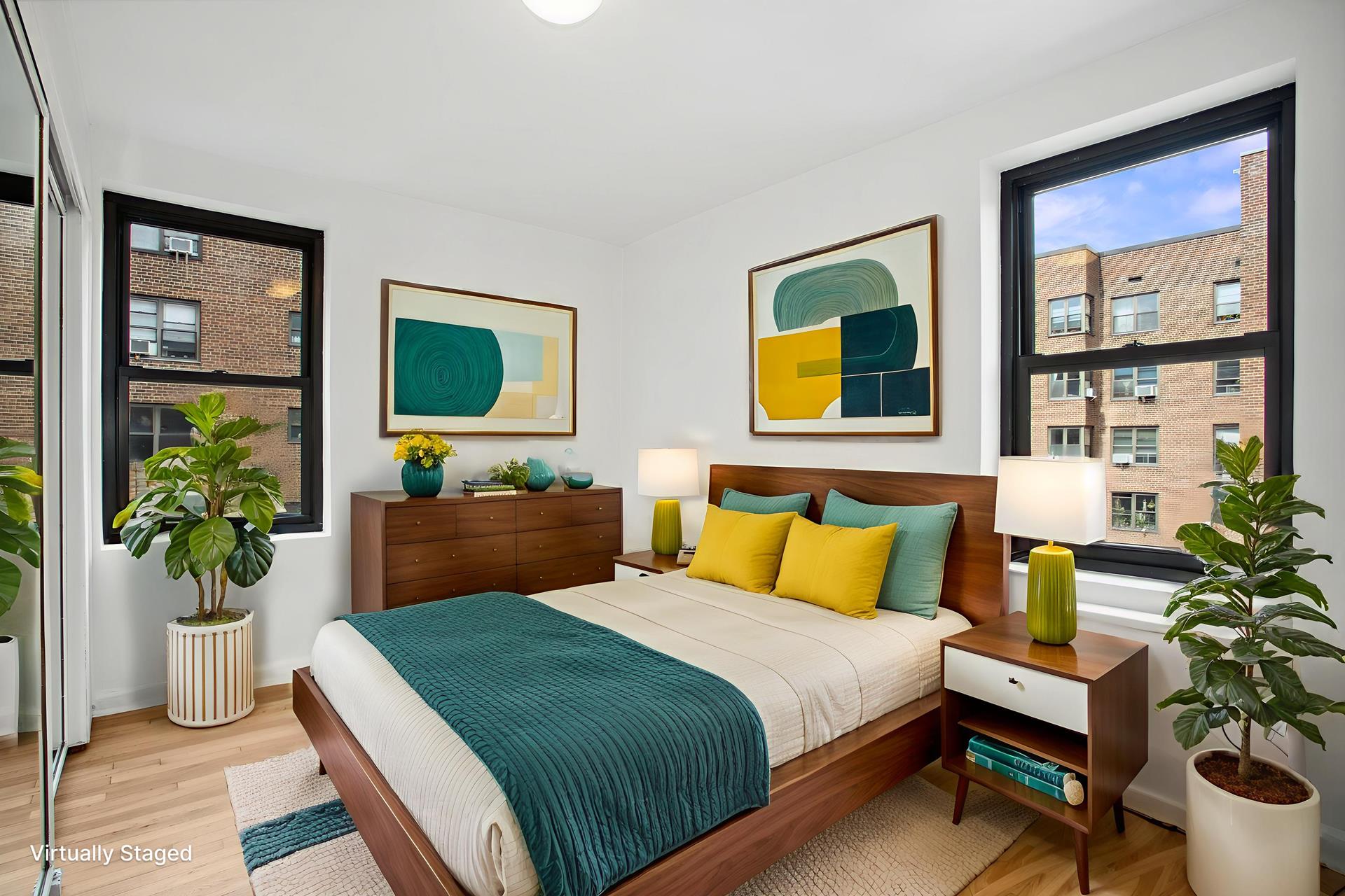 4489 Broadway, Unit 5E Manhattan, NY 10040 - Photo 10 of 13 a bedroom with a bed potted plant and a window