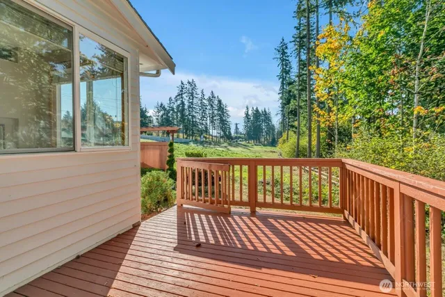 a view of outdoor space with deck and yard