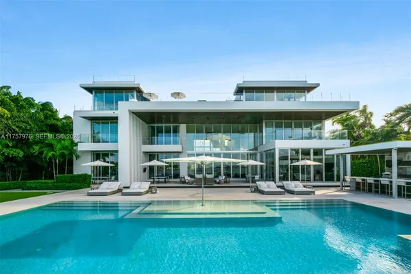 a view of a building with a swimming pool