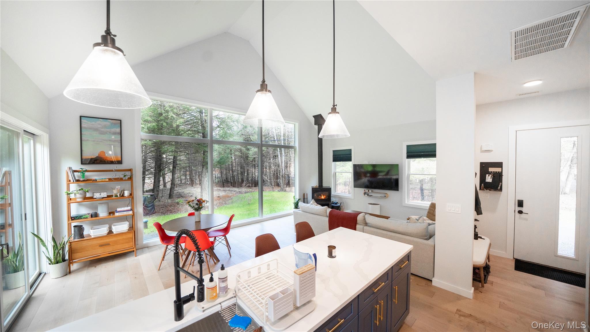 102 Rider Hollow Road Arkville, NY 12406 - Photo 17 of 17 a living room with furniture a flat screen tv and a large window