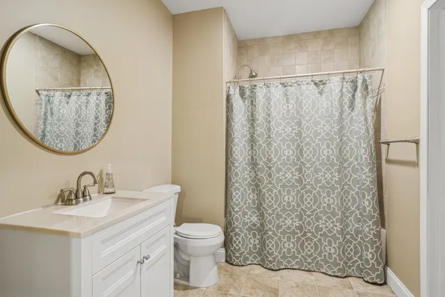 a view of a patio with snow on the patio