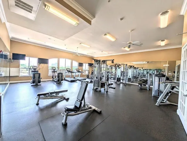 a view of a room with gym equipment