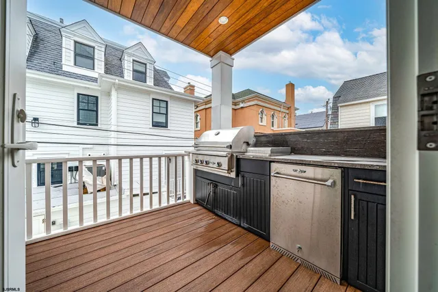 a view of a balcony with a garden