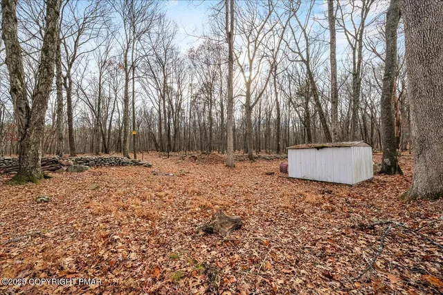 a view of outdoor space with deck and trees