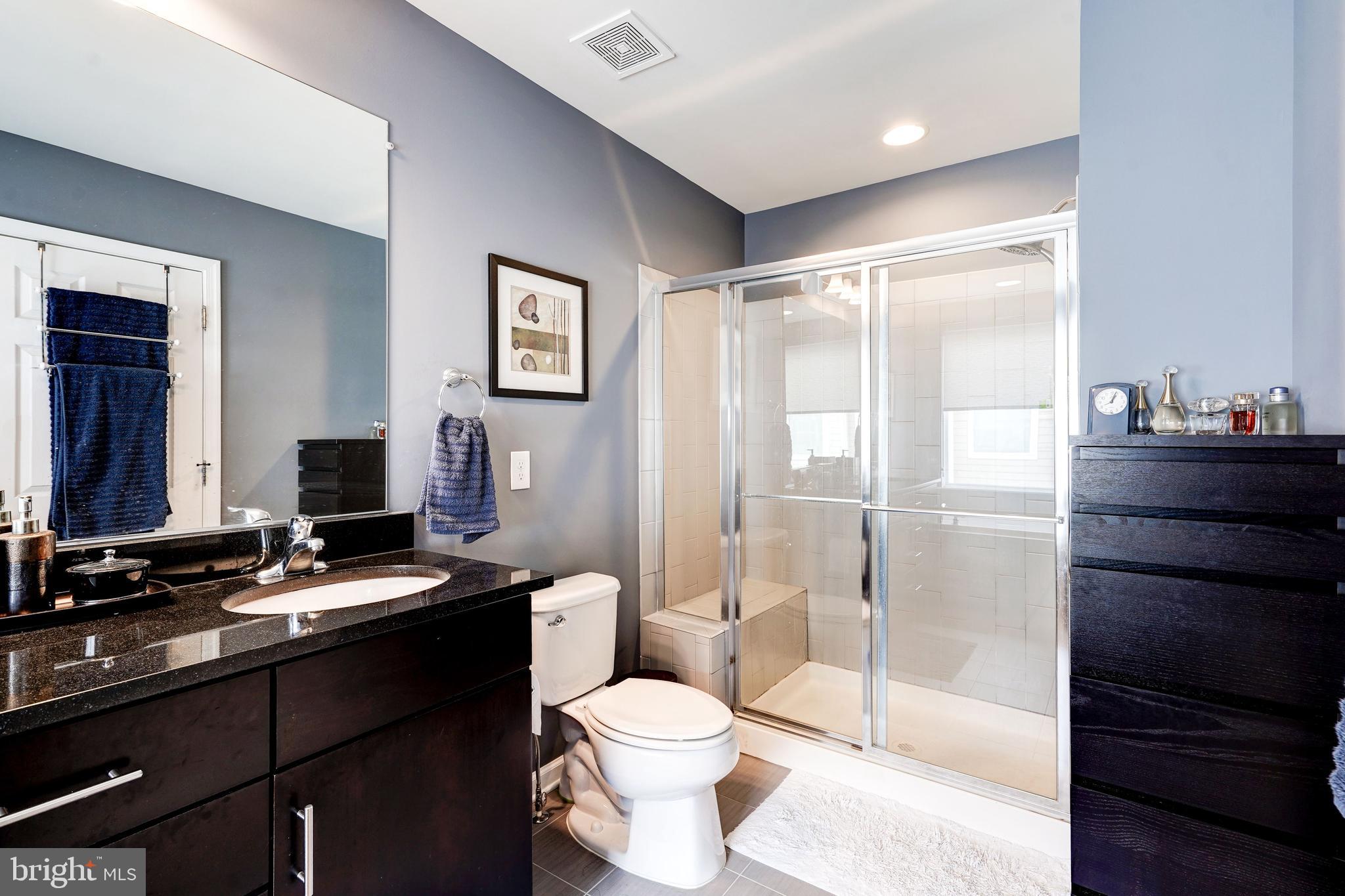 9652 Pullman Place Fairfax, VA 22031 - Photo 32 of 39 a bathroom with a granite countertop toilet sink and shower