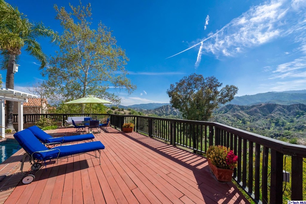 24718 Sagecrest Circle Newhall, CA 91381 - Photo 14 of 36 a balcony with wooden floor table and chairs