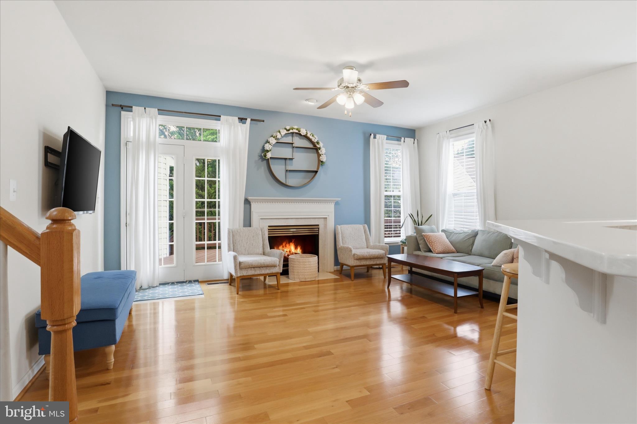 25352 Ripleys Field Drive Chantilly, VA 20152 - Photo 9 of 54 a living room with furniture a fireplace and a flat screen tv