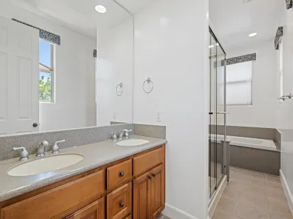 a bathroom with a bathtub