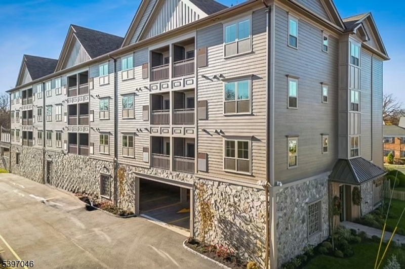 front view of a building with a street
