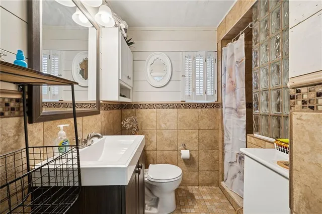a bathroom with a toilet a sink and a shower