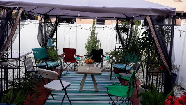 a outdoor living space with furniture