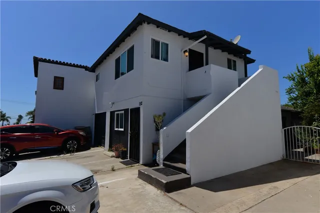 a car parked in front of a house
