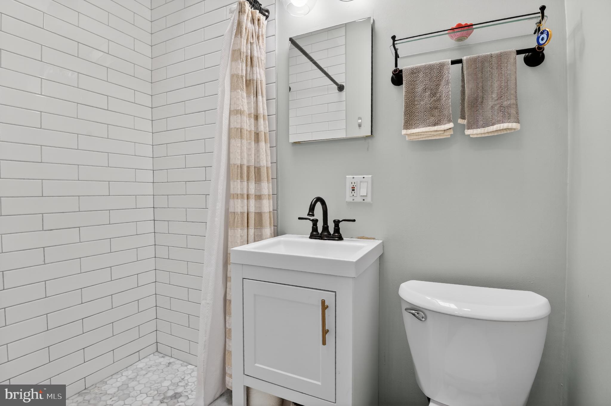 315 16th Street Southeast Washington, DC 20003 - Photo 13 of 21 a bathroom with a toilet a sink and mirror