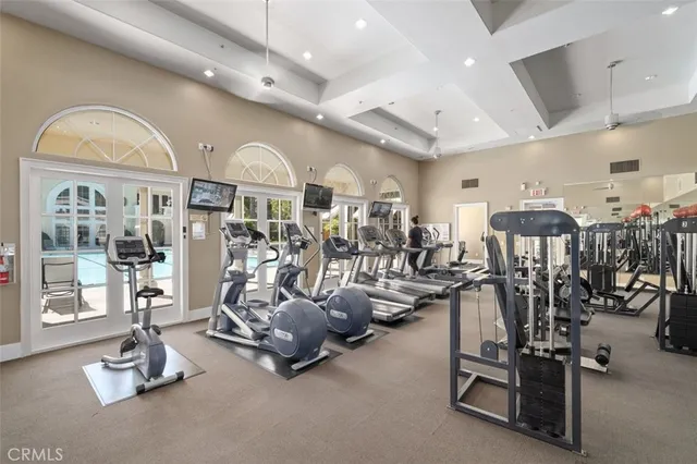 a view of a room with gym equipment