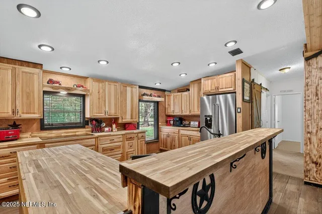 a view of wooden door