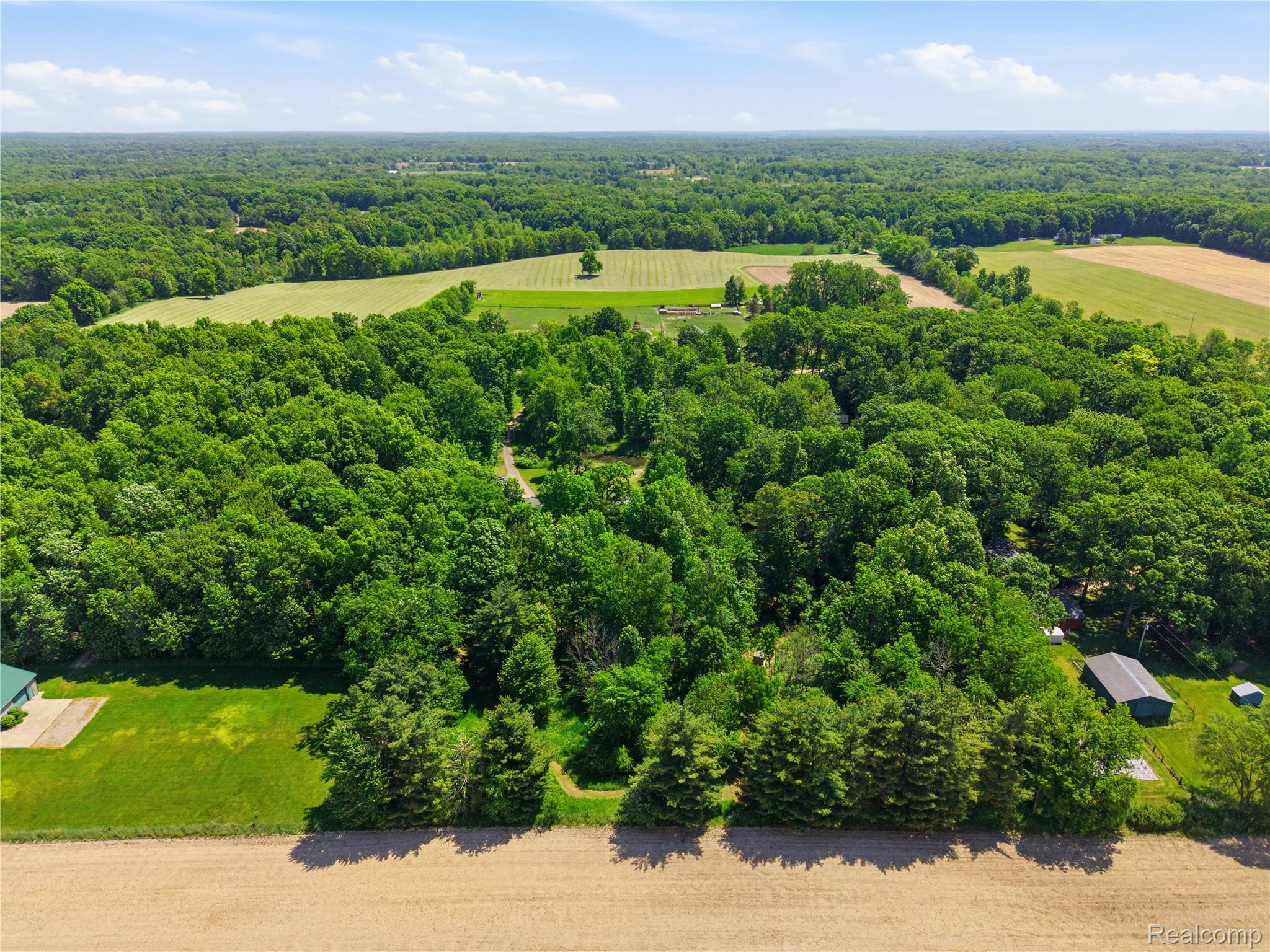 14830 Sheridan Road Byron, MI 48418 - Photo 68 of 74 Expansive rural landscape featuring a dense tree canopy, open fields, and agricultural land