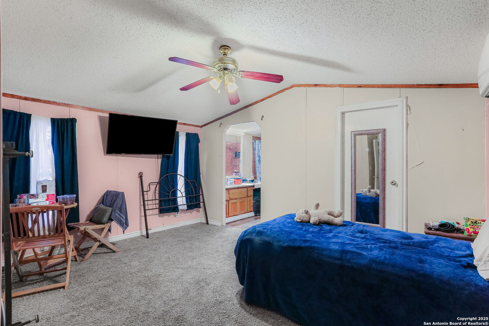 12925 Luckey Road Atascosa, TX 78002 - Photo 32 of 50 a bedroom with a bed and a flat screen tv