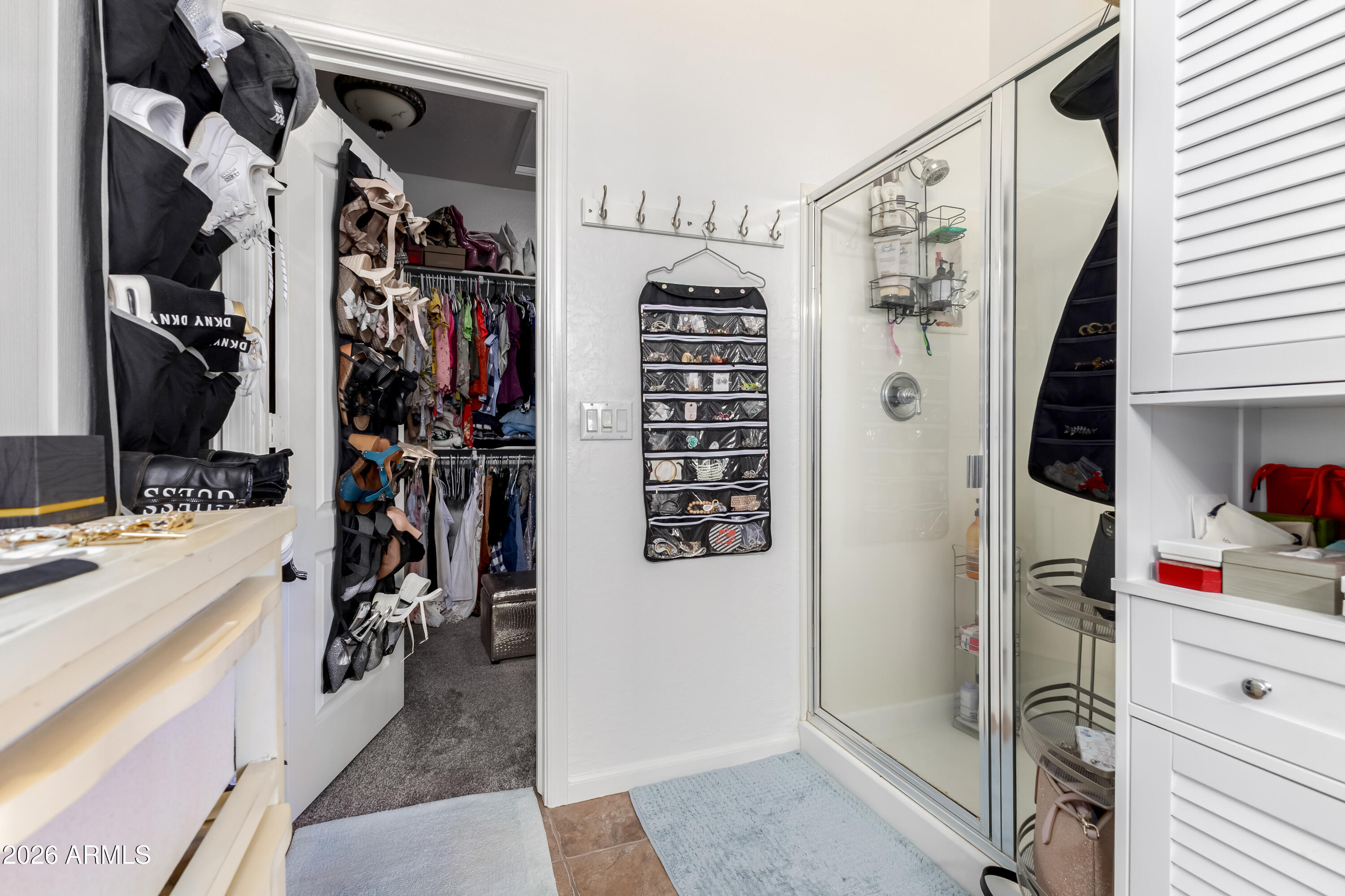3256 East Geronimo Court Gilbert, AZ 85295 - Photo 44 of 53 a view of walk in closet with clothes and shoes