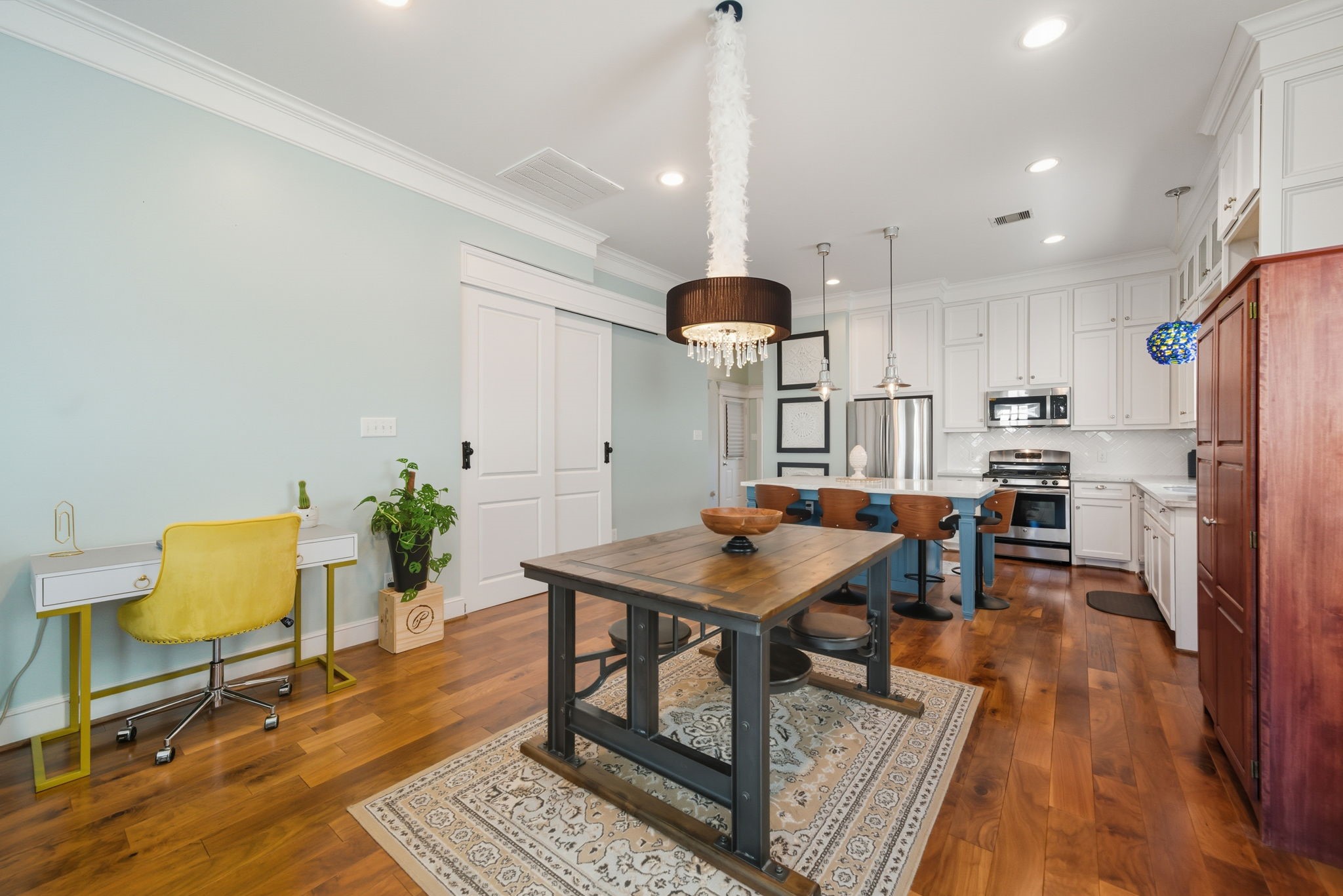 2011 Crockett Street Houston, TX 77007 - Photo 16 of 26 We are back in the dining space - note the sliding doors that are closed - this separates the first and second floors. Current owners used the upstairs as an AirBnB / income producing whenever you're not using the second floor!