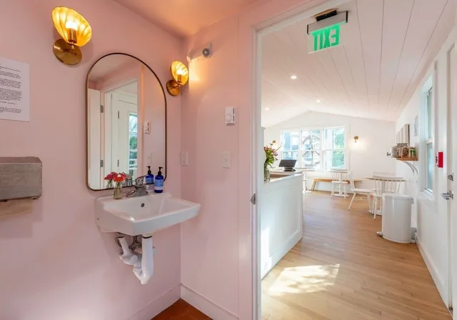 a view of a city with an ocean view