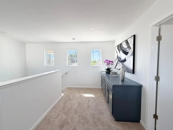 a view of a room with racks on the wall