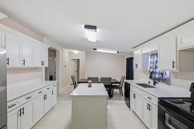 a kitchen with appliances a sink and cabinets