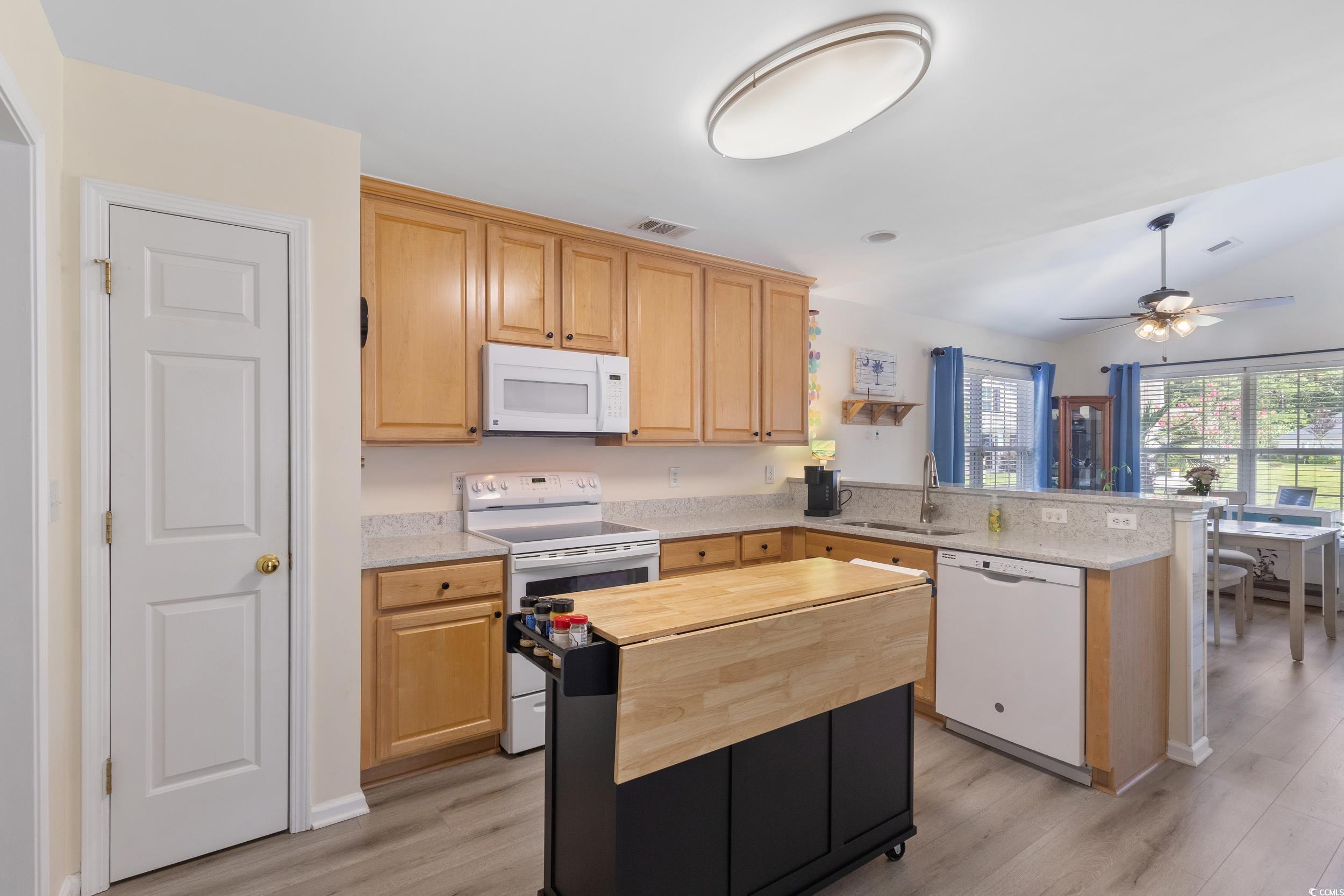 283 Whitchurch Street Murrells Inlet, SC 29576 - Photo 18 of 40 Kitchen with white appliances, a peninsula, light