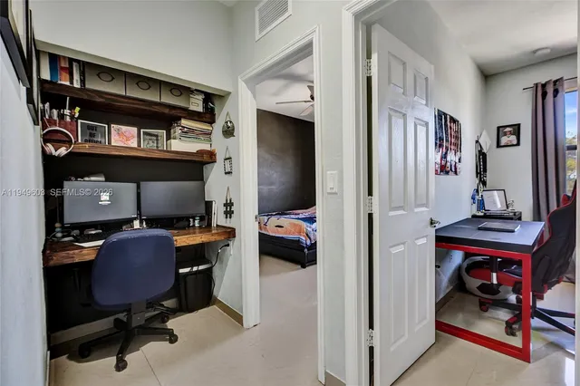 a workspace with furniture and a workspace