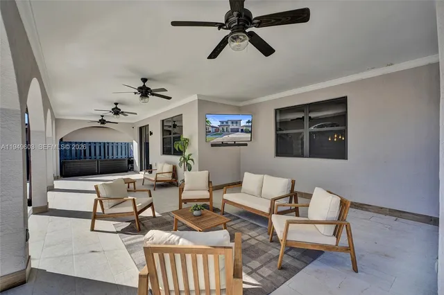 a living room with furniture