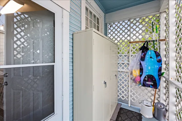 a view of a backyard with trees