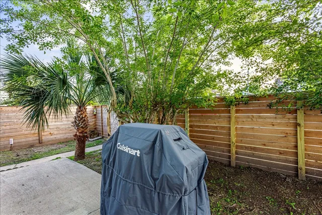 a view of a bench in the garden