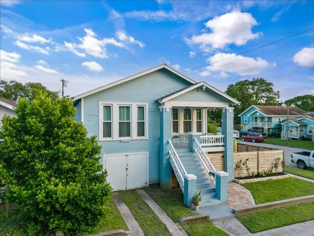 an aerial view of a pool