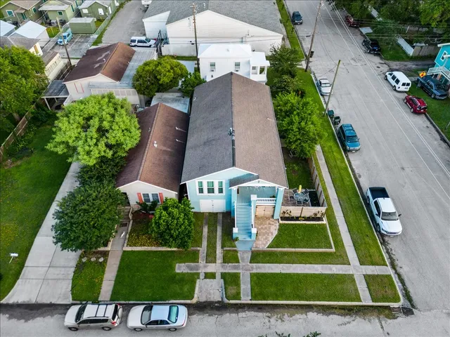 an aerial view of a city