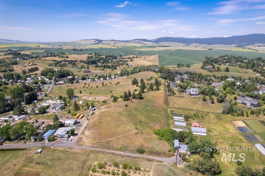 700 Empire Lane Moscow, ID 83843 - Photo 21 of 21 Aerial view of property and surrounding area with rural landscape and mountains