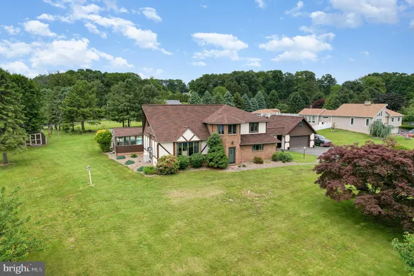 an aerial view of a house