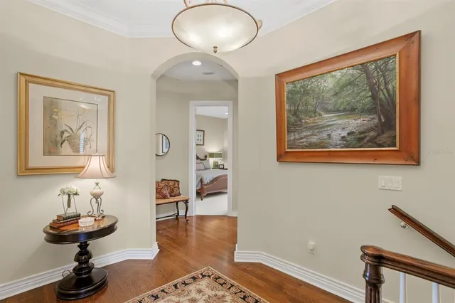 a view of a livingroom with furniture and wooden floor