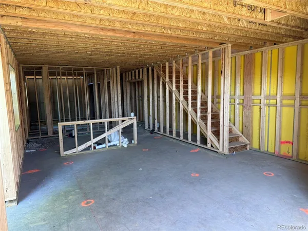 a view of a backyard with stairs