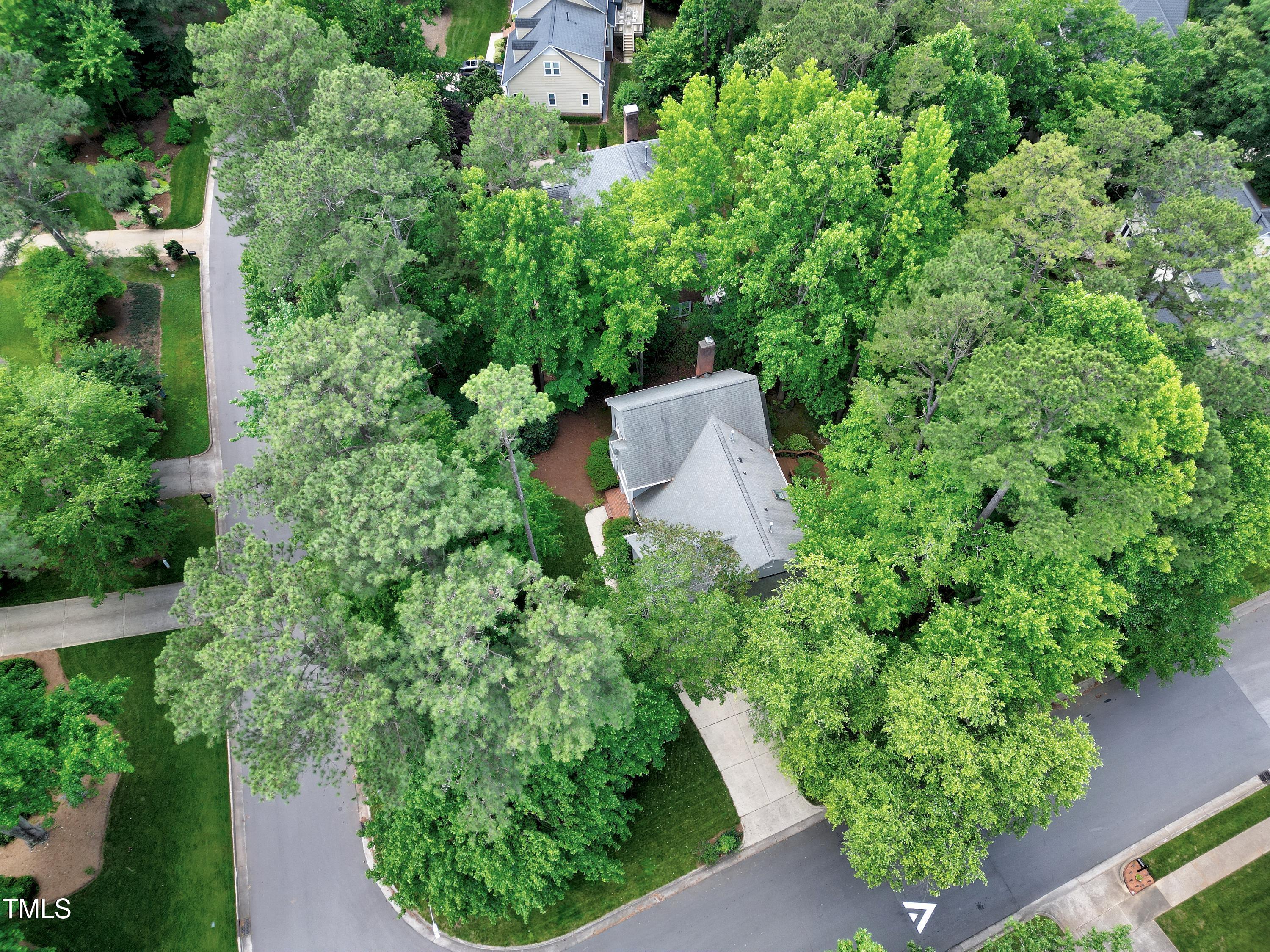 100 Buckden Place Cary, NC 27518 - Photo 64 of 70 an aerial view of a house with a yard and outdoor seating