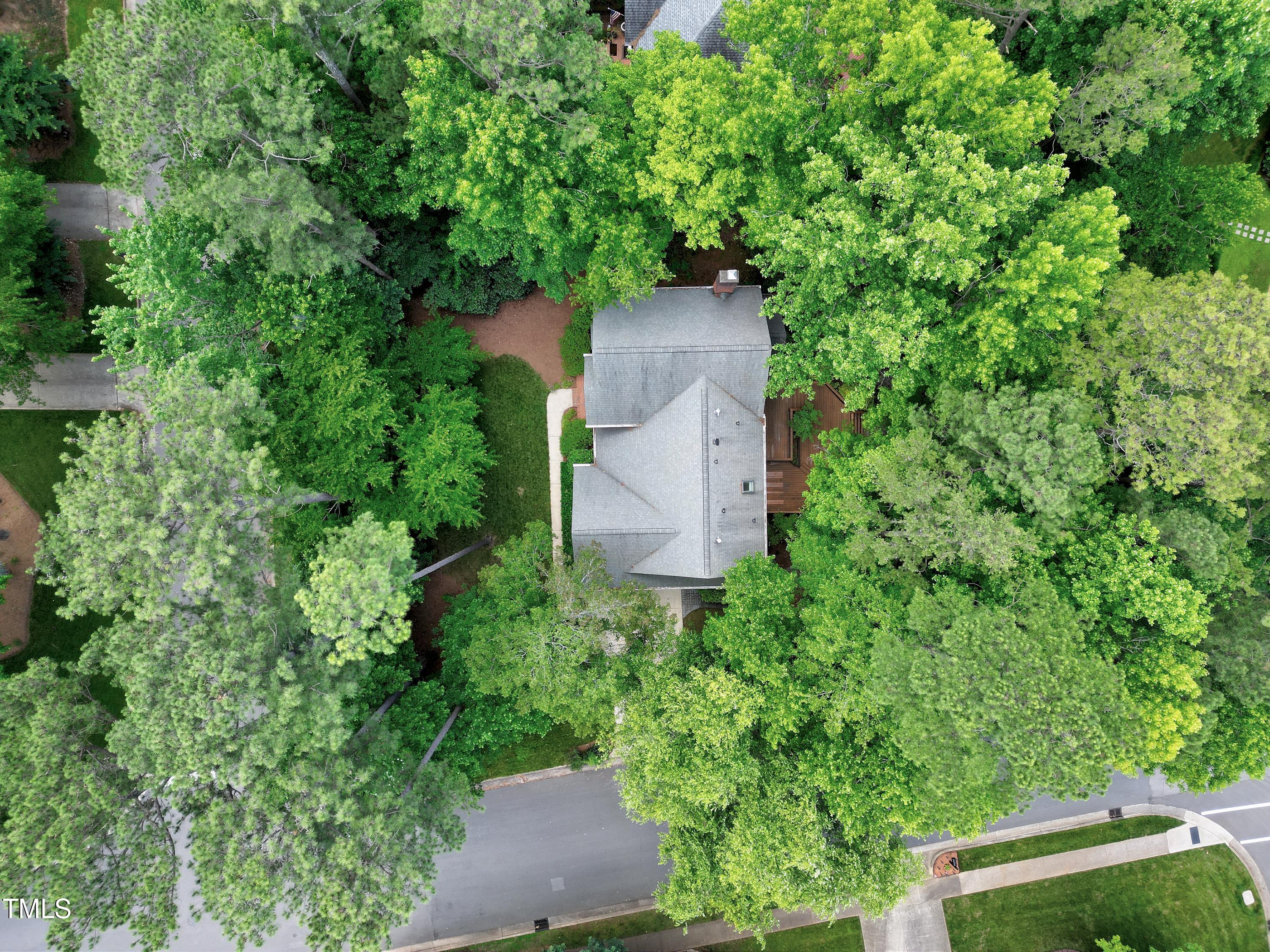 100 Buckden Place Cary, NC 27518 - Photo 66 of 70 an aerial view of a house with a yard and trees all around