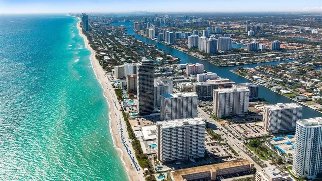 a view of a city with tall buildings